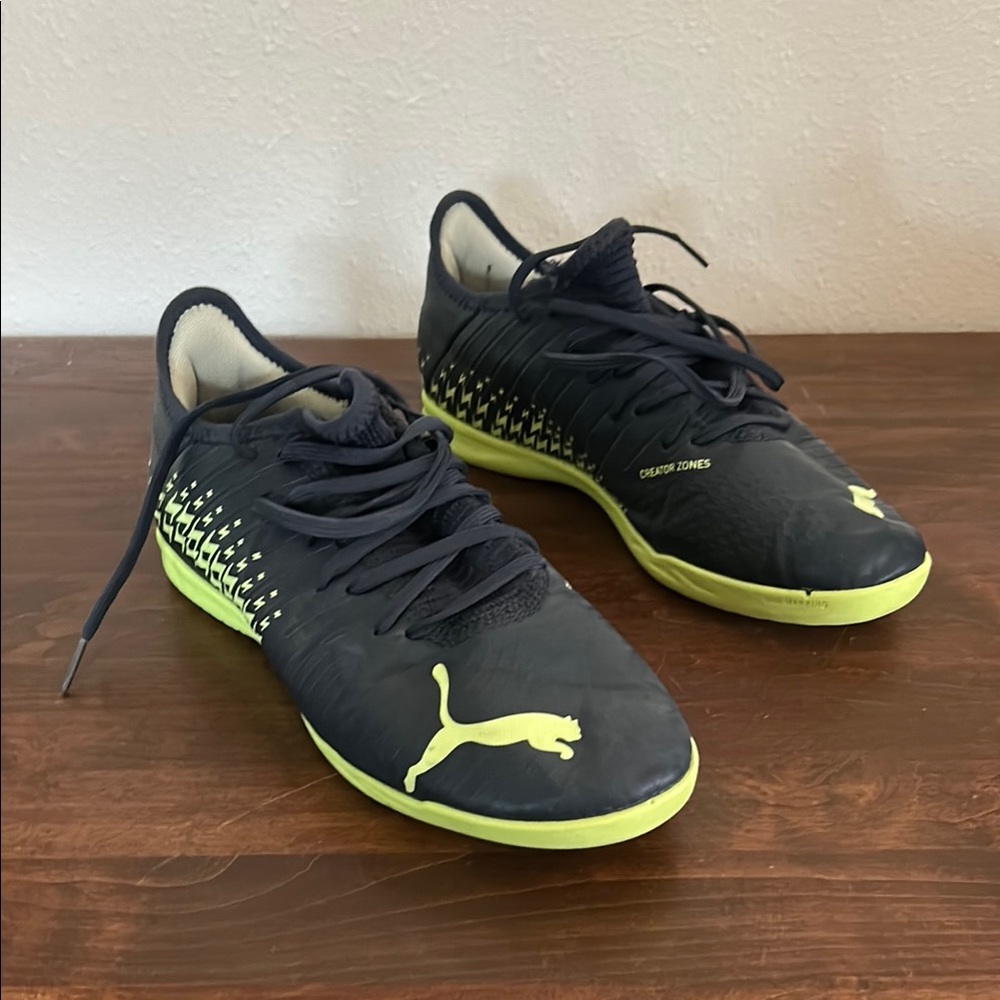 Puma Black and Neon Green Soccer Shoes